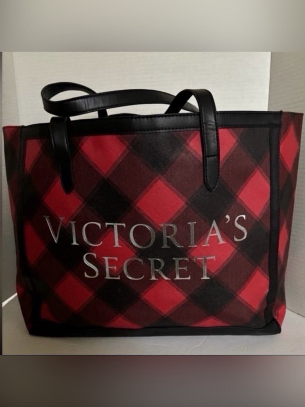 Victoria's Secret Red and Black Plaid Tote